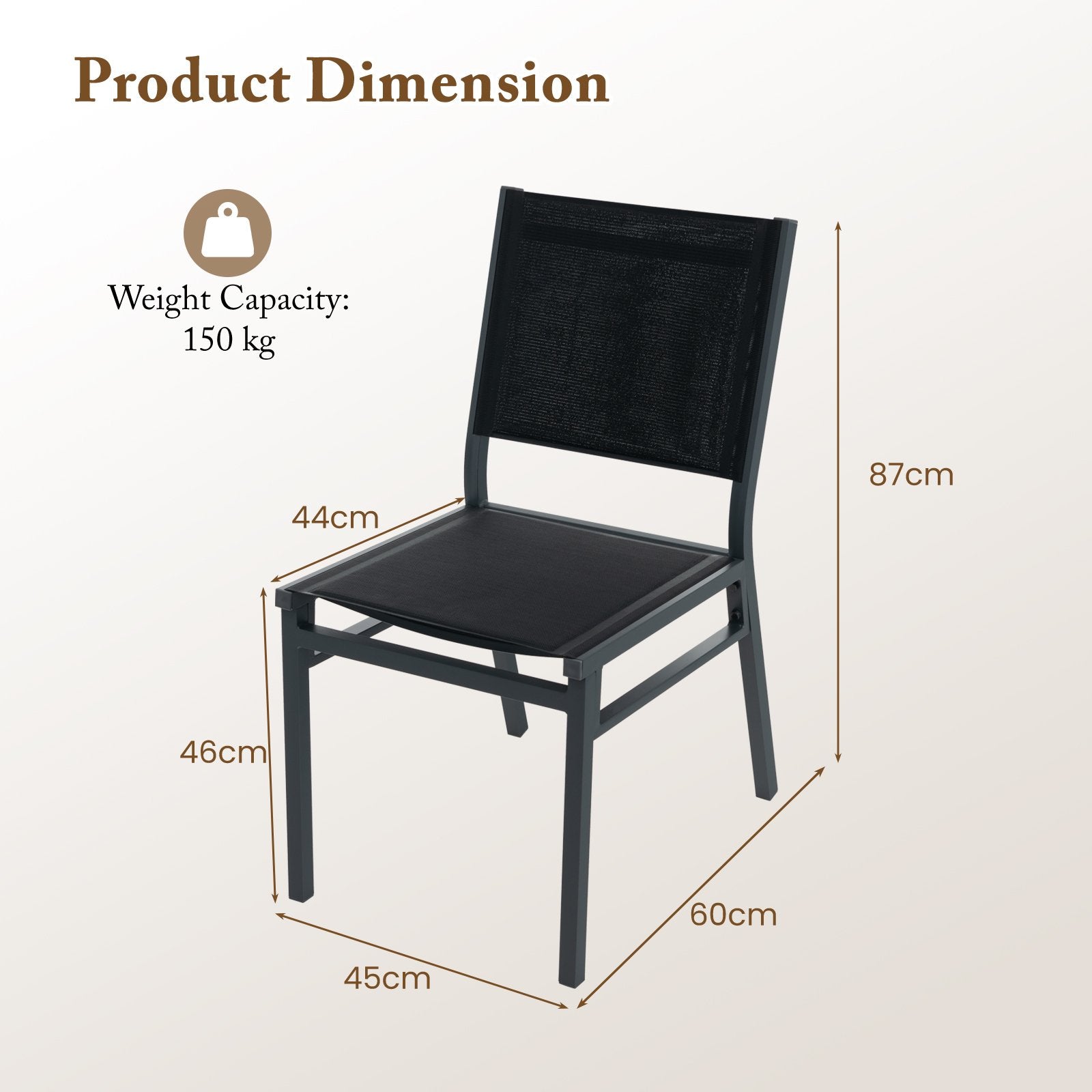Patio Armless Chair with Breathable Seat and Backrest-1 Piece