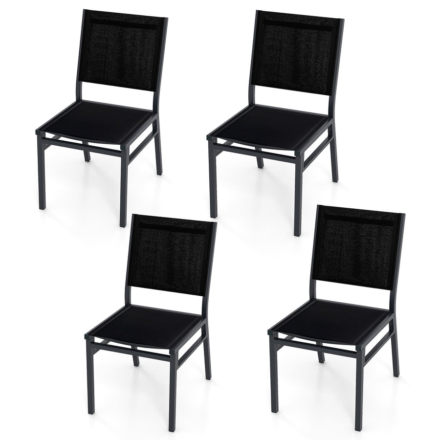 Patio Armless Chair with Breathable Seat and Backrest-4 pieces
