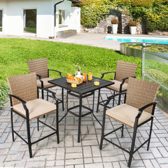 81 cm Patio Bar Height Table with Powder-Coated Tabletop