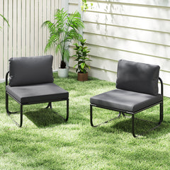 Patio Chairs Set of 2 with Removable Cushions and Adjustable Foot Pads-Grey