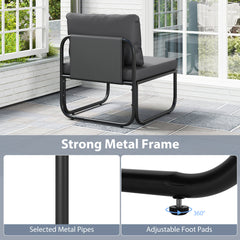 Patio Chairs Set of 2 with Removable Cushions and Adjustable Foot Pads-Grey