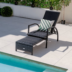 Patio Chaise Lounge with 5-Level Adjustable Backrest-Brown