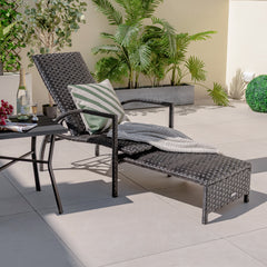 Patio Chaise Lounge with 5-Level Adjustable Backrest-Brown