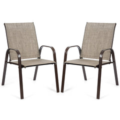 2 Piece Patio Outdoor Camping Chairs Set with Breathable Fabric-Grey