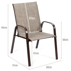 2 Piece Patio Outdoor Camping Chairs Set with Breathable Fabric-Grey