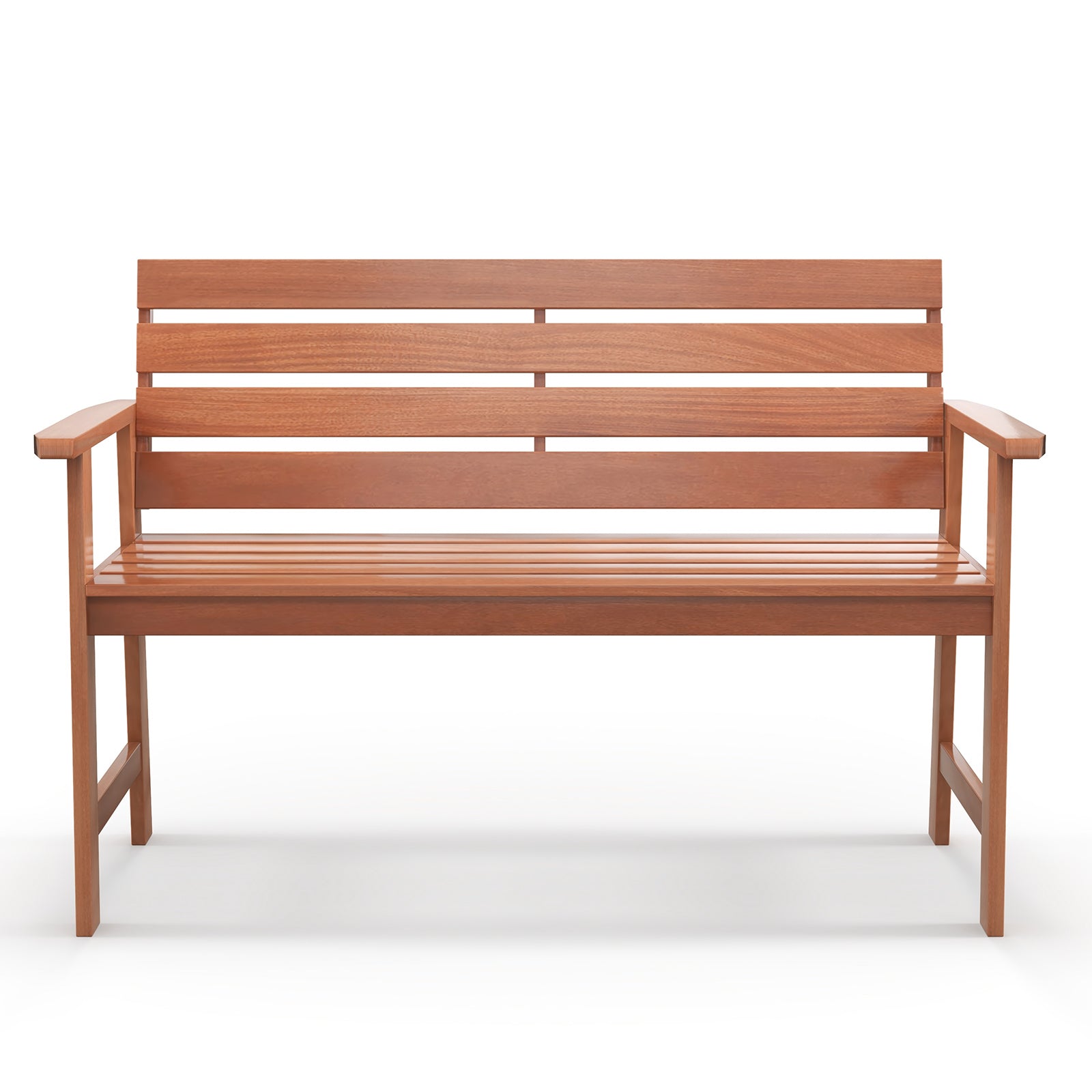 Patio Hardwood Bench Wood 2-Seat Chair with Breathable Slatted Seat