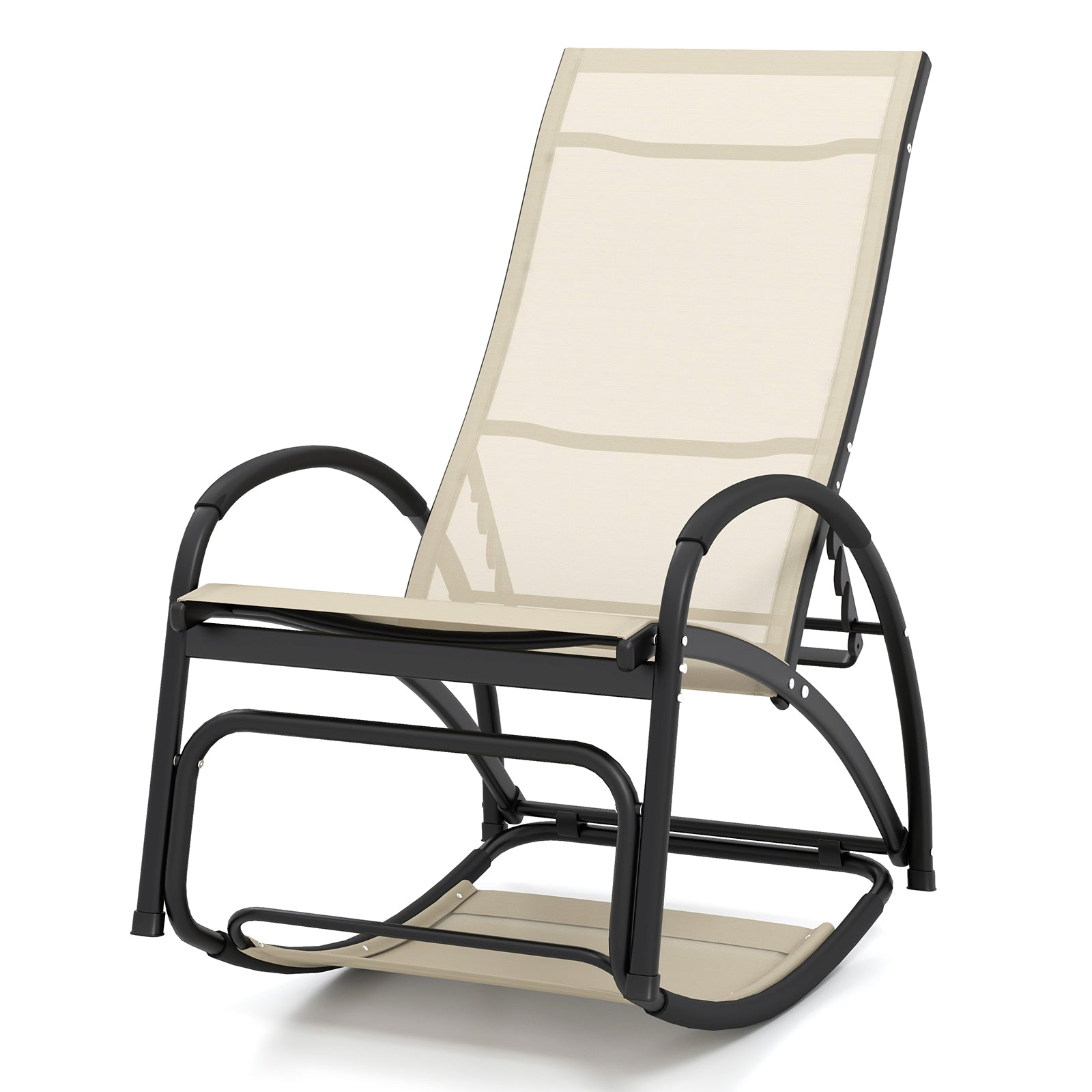 2-in-1 Outdoor Lounge Chair with 20¬∞ Rocking Angle-Beige