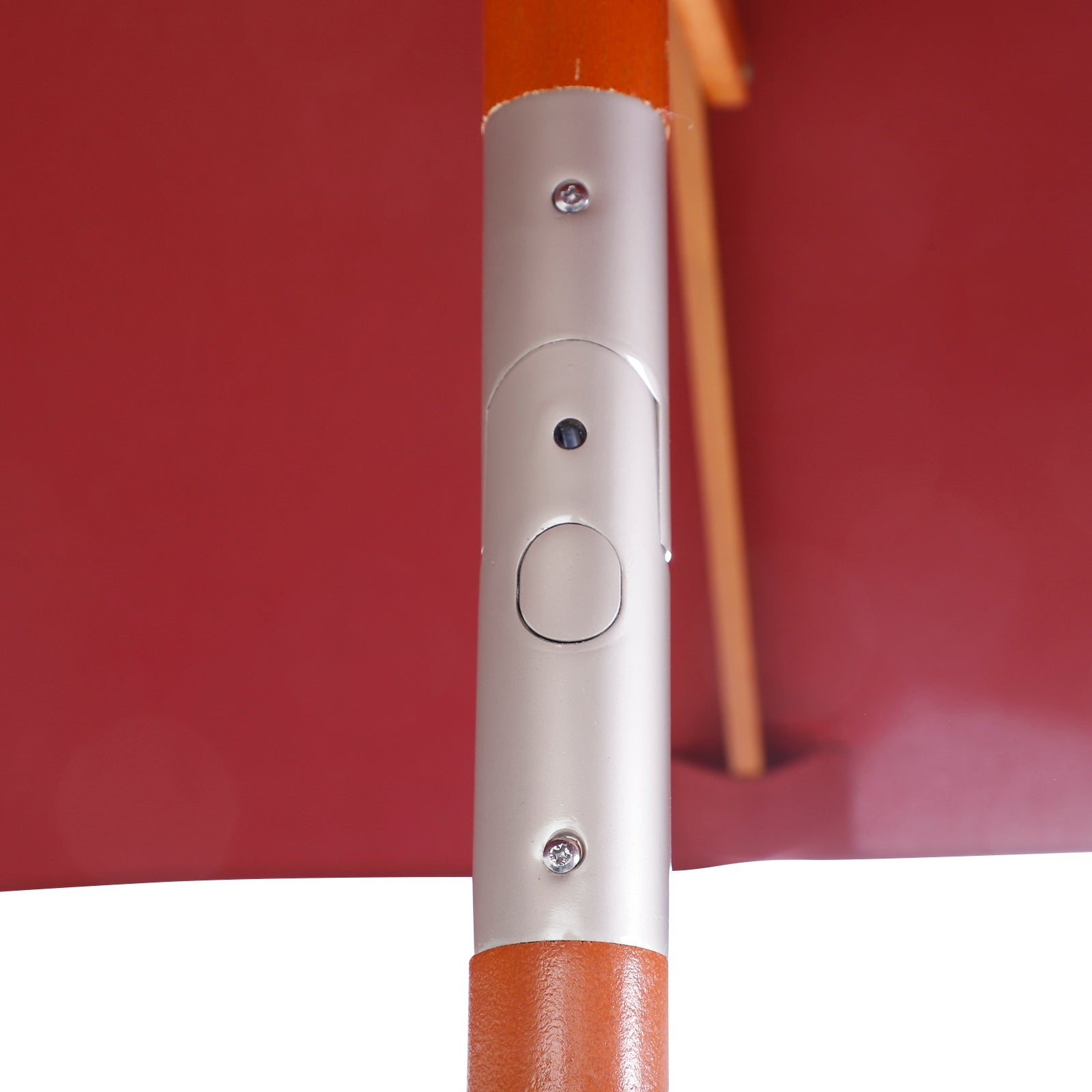 Outsunny 2m x 1.5m Garden Parasol Umbrella with Tilting Sunshade Canopy, Outdoor Market Table Umbrella with Wood and Bamboo Frame, Wine Red