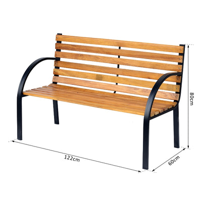 Outsunny Garden Bench, 122Lx60Wx80H cm-Steel/Wood