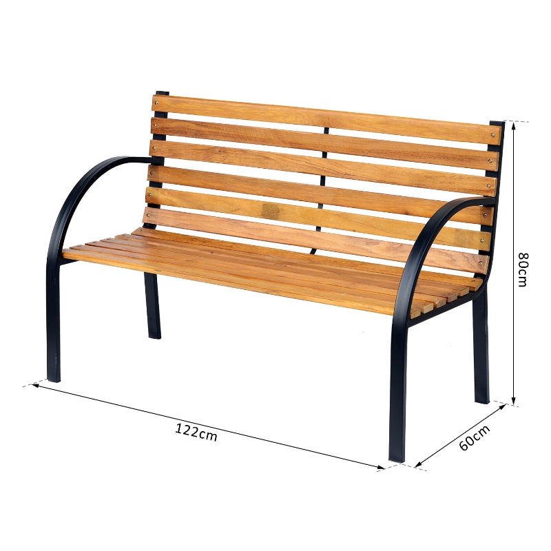 Outsunny Garden Bench, 122Lx60Wx80H cm-Steel/Wood