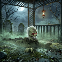 HOMCOM Halloween Decoration Halloween Animatronic Crawling Zombie with Light-Up Eyes and Creepy Sound