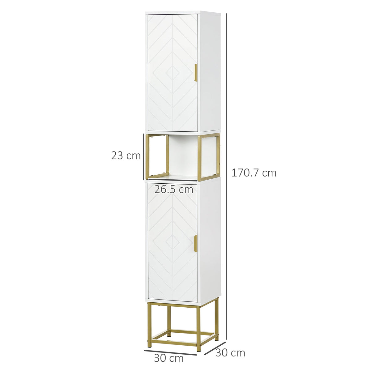 kleankin Narrow Bathroom Storage Cabinet, Freestanding Tallboy Storage Unit with Adjustable Shelf, 2 Doors and Steel Base, Slim Corner Organizer, White