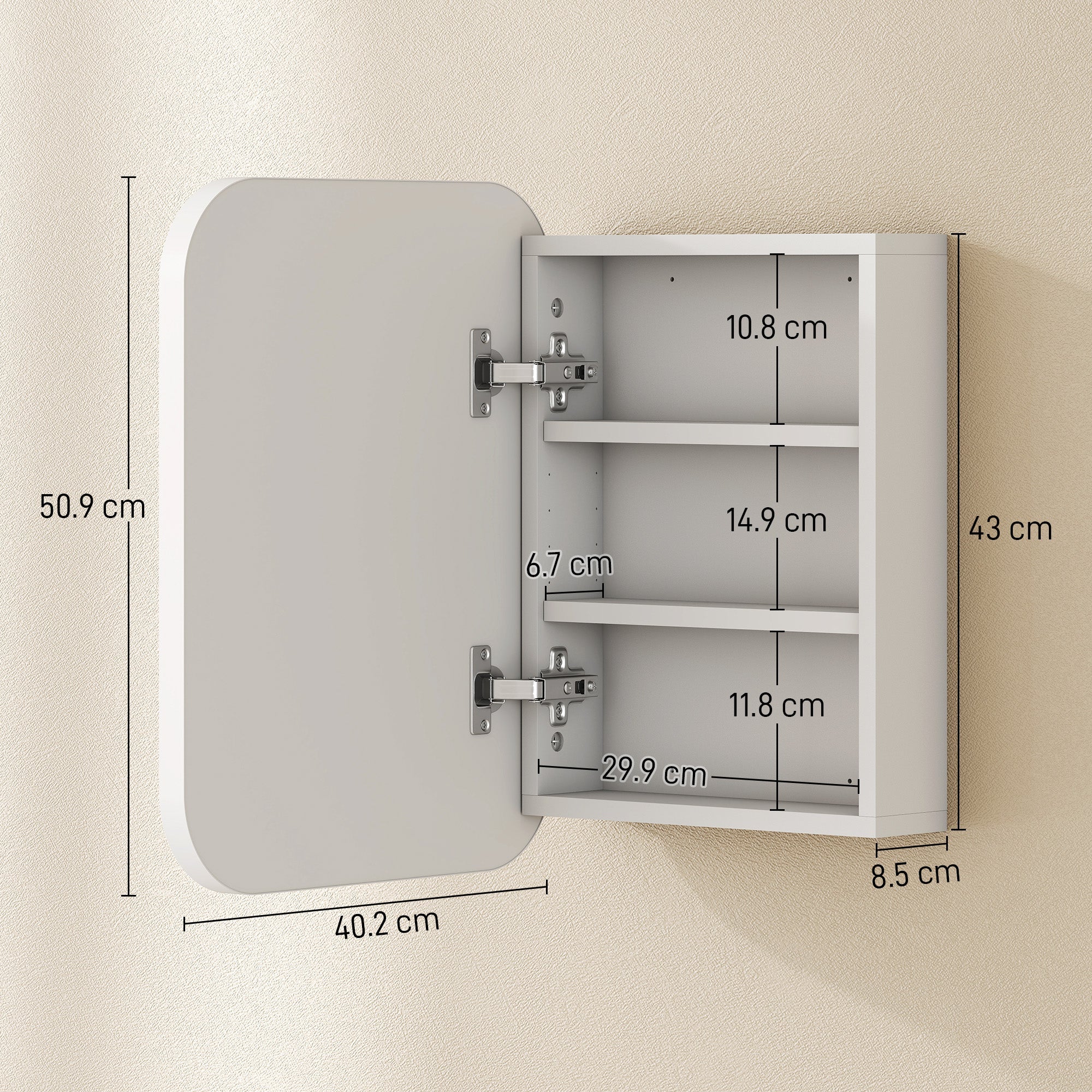 HOMCOM Bathroom Medicine Cabinet with Mirror, Bathroom Wall Cabinet with Adjustable Shelves, Soft Close Hinges, White