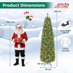 Pencil Christmas Tree with 350/250/150 LED Lights & 860/708/226 Branch Tips for Holiday-M
