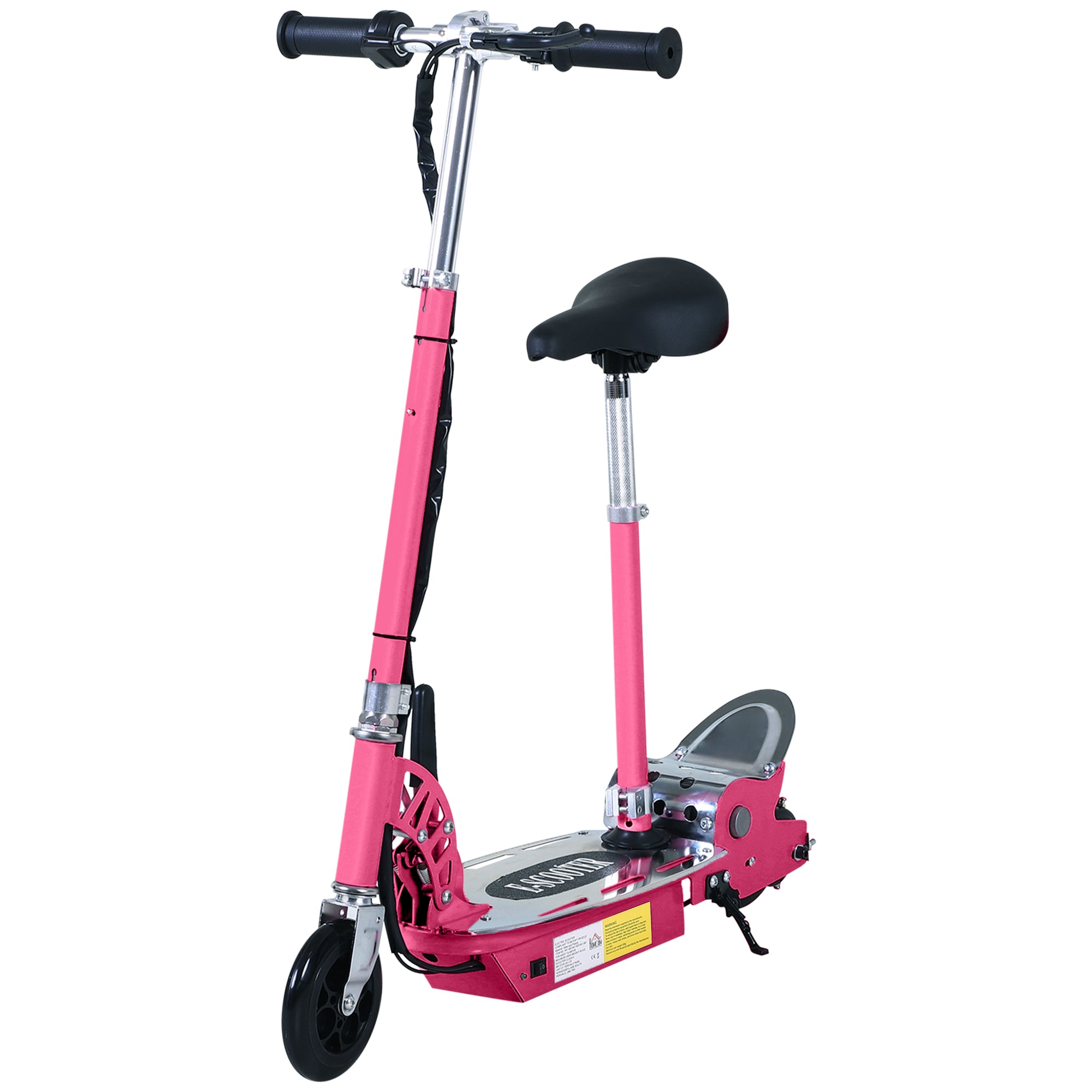 HOMCOM Electric Scooter for Kids, Foldable Powered Scooters for Age 7-12 with 120W Motor, Up to 10 KM/H & 8 KM, Adjustable Ride on Toy (Pink)