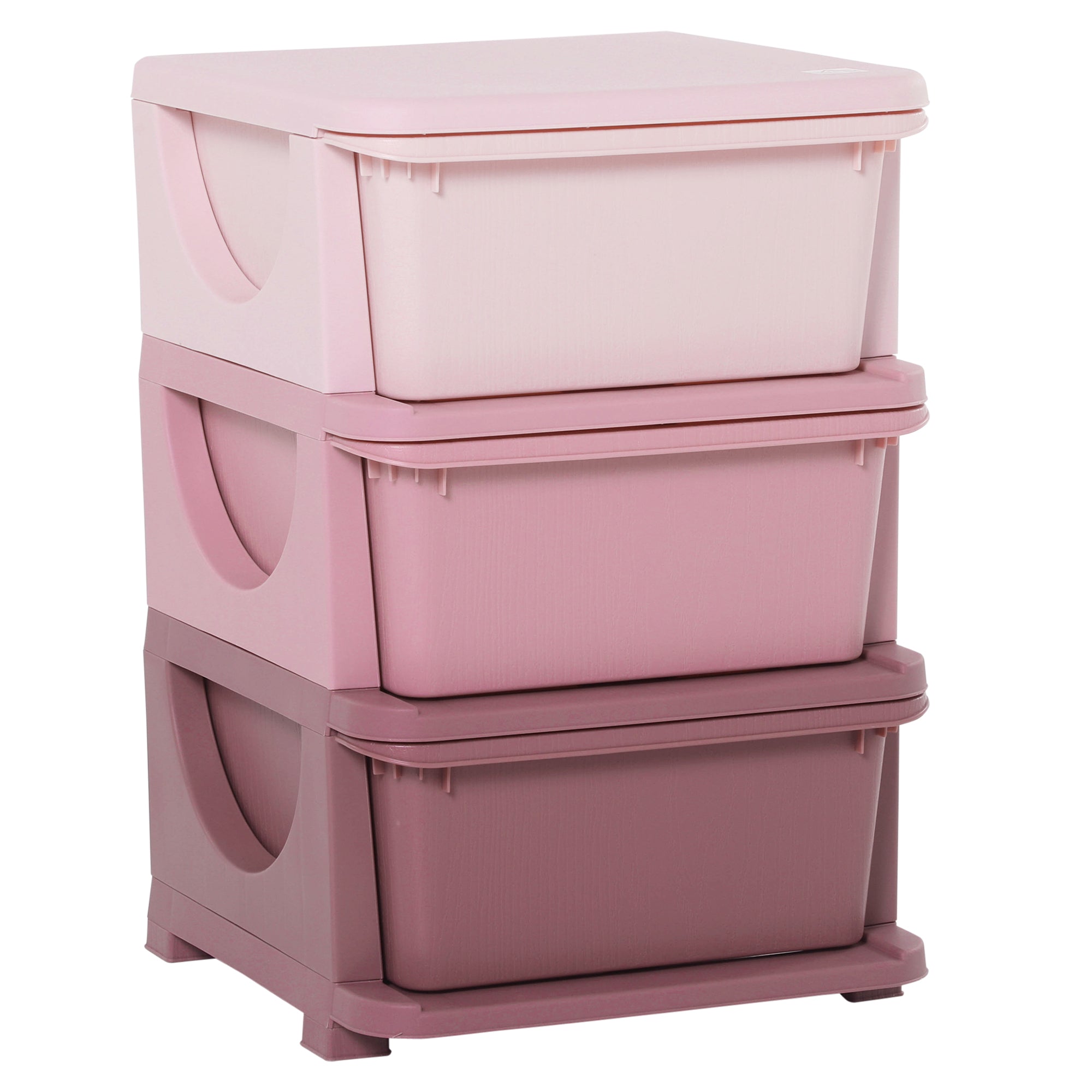 HOMCOM Kids Storage Units with 3 Drawers 3 Tier Chest Vertical Dresser Tower Toy Organiser for Nursery Playroom Kindergarten Pink