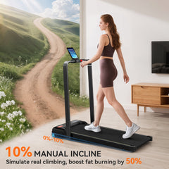 SPORTNOW Folding Treadmill Walking Pad, 2HP Portable Under Desk Treadmill with Handle, Running Jogging Walking Machine