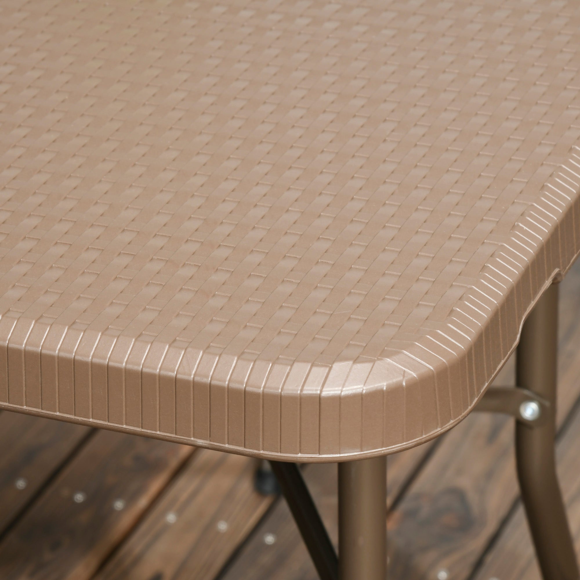 Outsunny 6 Seater Garden Dining Set, Rattan-Style HDPE Garden Furniture Set, Outdoor Dining Table and Chairs with 6 Armchairs and Rectangular Plastic Top Table for Patio, Balcony, Dark Brown