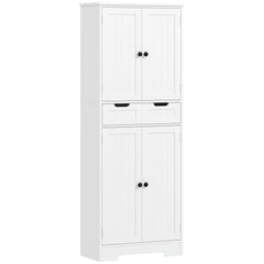 HOMCOM Tall Bathroom Cabinet, Freestanding Bathroom Storage Cabinet with Drawer, Shelves and Doors, 60 x 30 x 160 cm, White