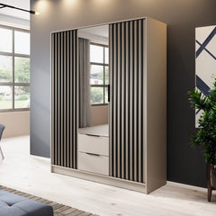 Nelly Hinged Door Wardrobe 155cm [Mirror]