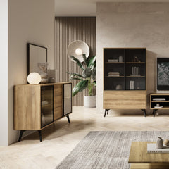 Slide Display Sideboard Cabinet 144cm