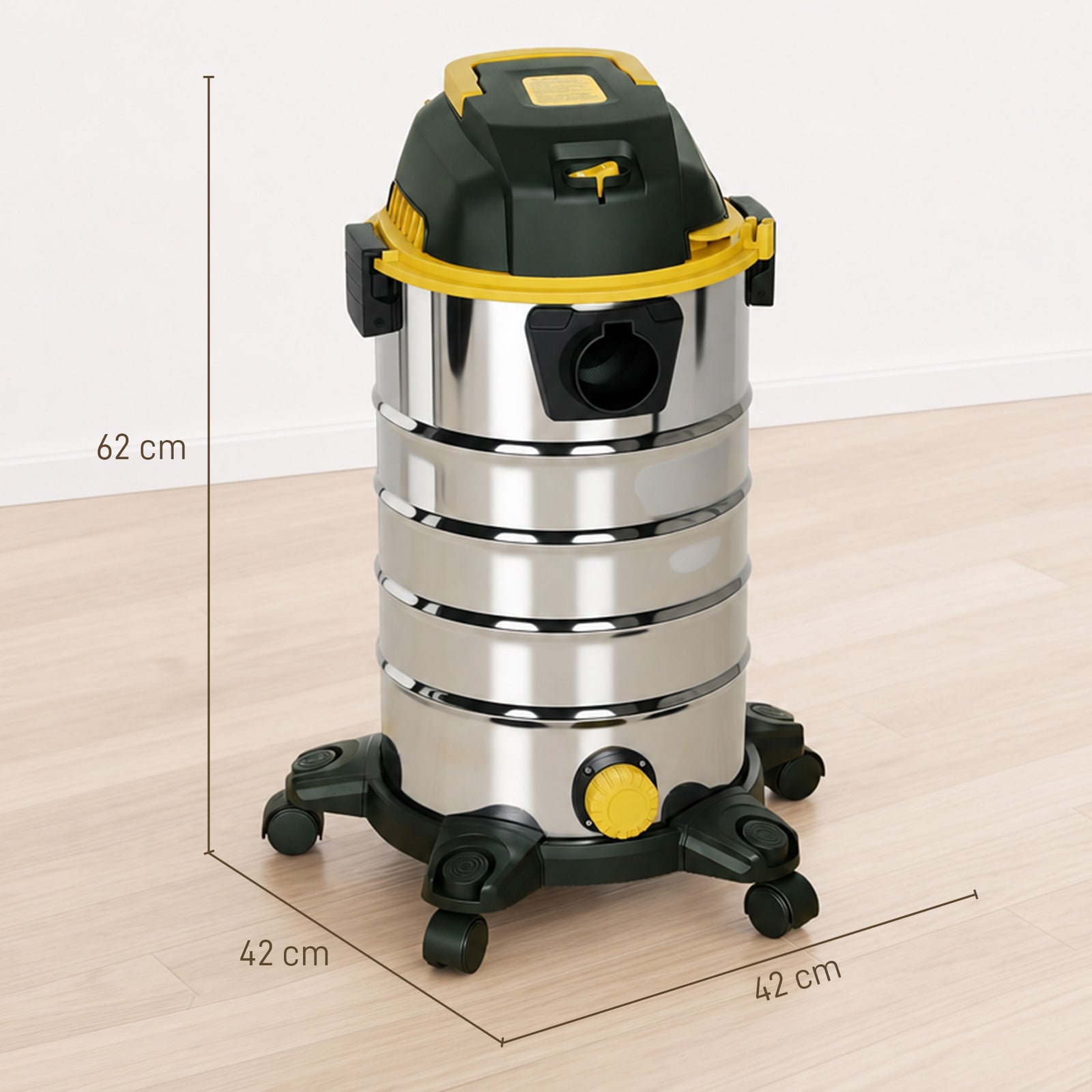 HOMCOM 1400W Vacuum Cleaner, 3-in-1 Wet and Dry Vacuum Cleaner with Blowing Mode and 30L Stainless Steel Tank, Silver Tone
