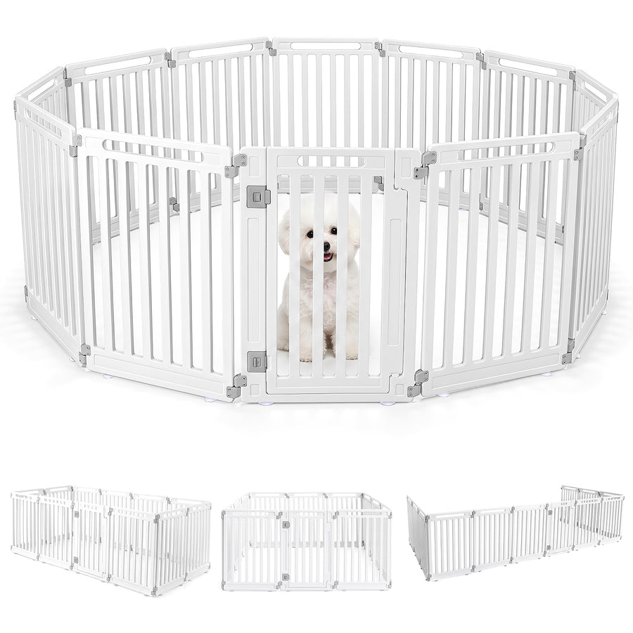 Plastic Pet Fence with Door Lock for Small Medium Dogs Puppy-12 Panels