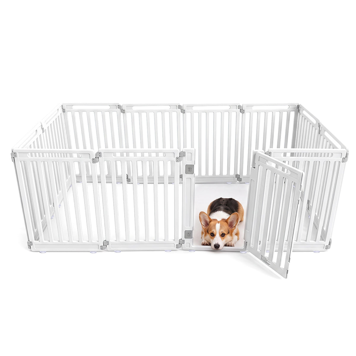 Plastic Pet Fence with Door Lock for Small Medium Dogs Puppy-12 Panels