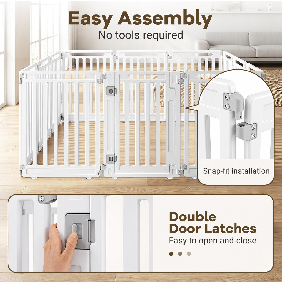 Plastic Pet Fence with Door Lock for Small Medium Dogs Puppy-12 Panels