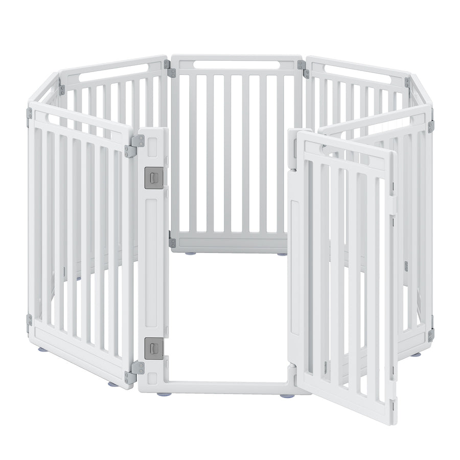 Plastic Pet Fence with Door Lock for Small Medium Dogs Puppy-8 Panels
