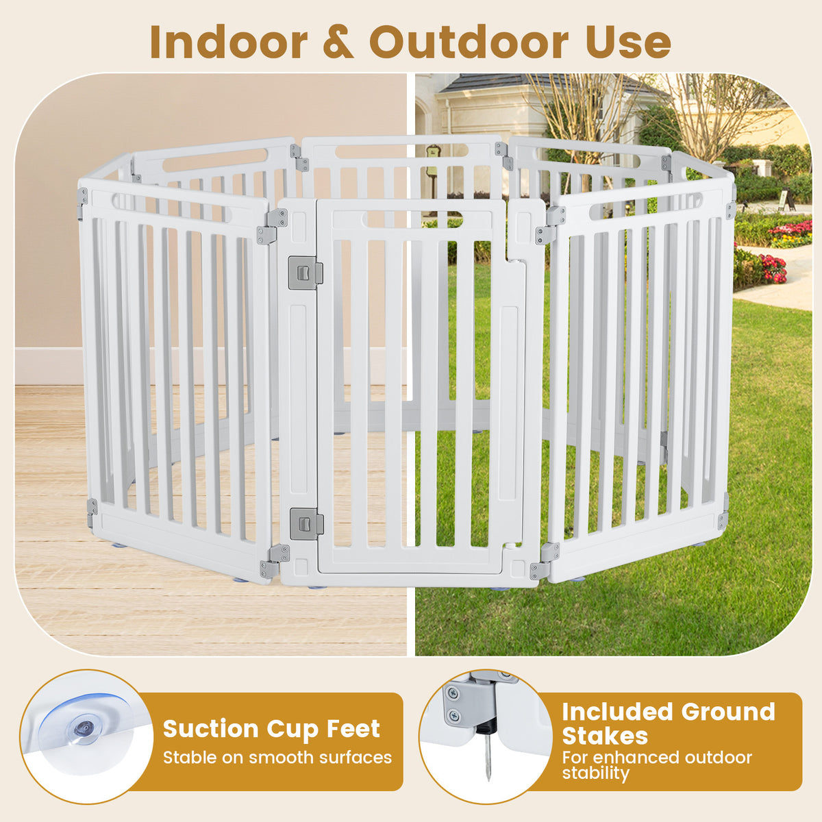 Plastic Pet Fence with Door Lock for Small Medium Dogs Puppy-8 Panels