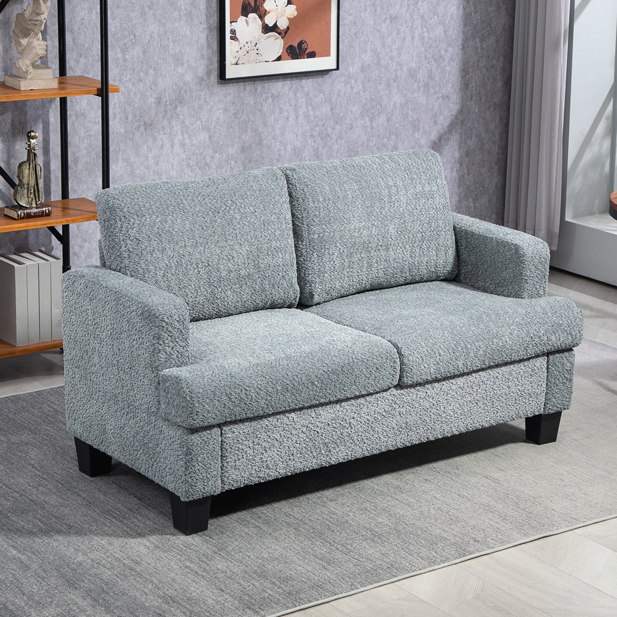 HOMCOM Two-Seater Chenille Sofa - Light Grey