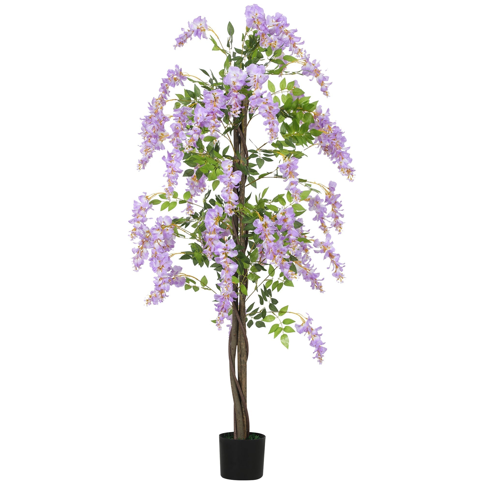 HOMCOM 180cm Ficus Artificial Tree, Fake Wisteria Tree in Nursery Pot, Indoor Greenery Tall Faux Floor Plant for Living Room Office Decor, Purple