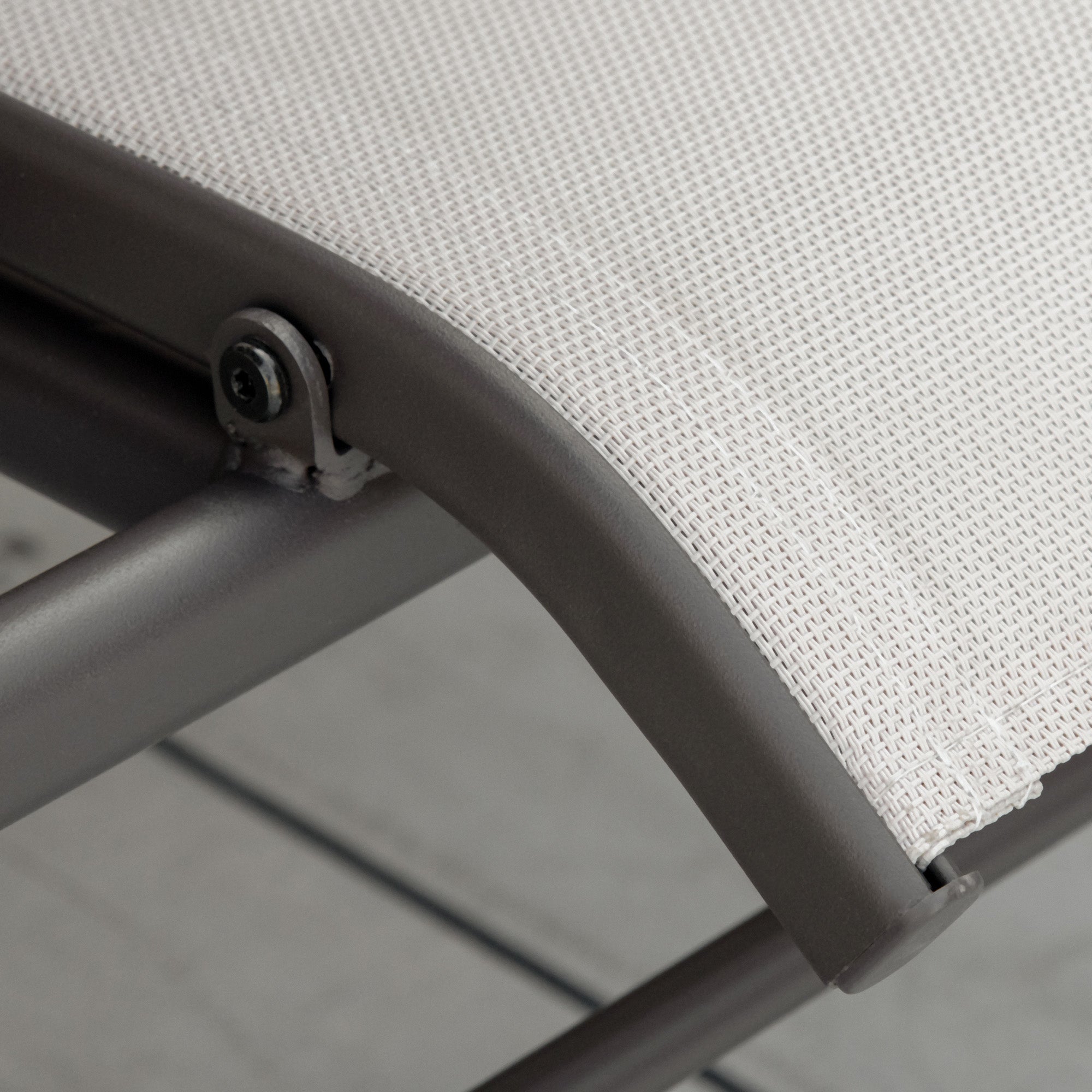 Outsunny 2 Seats Garden Glider Bench, Metal Frame Loveseat with Glass Top Centre Table, Porch Rocking Glider for 2 Person, for Deck, Patio, Brown/ Khaki