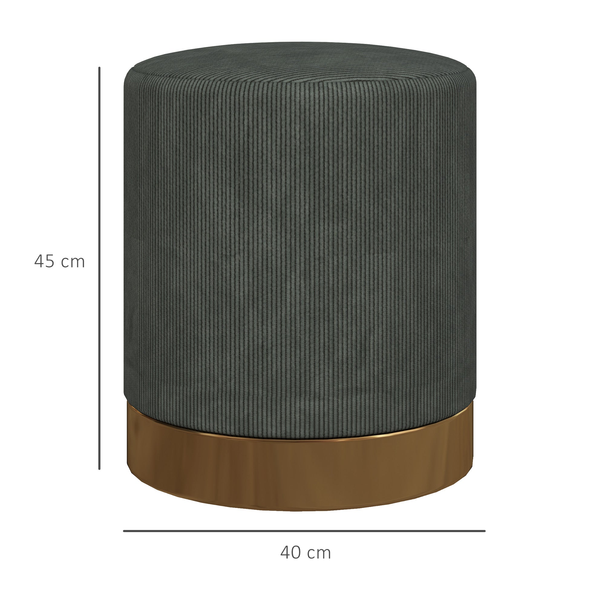 HOMCOM Soft Padded Corduroy Footstool - Dark Green