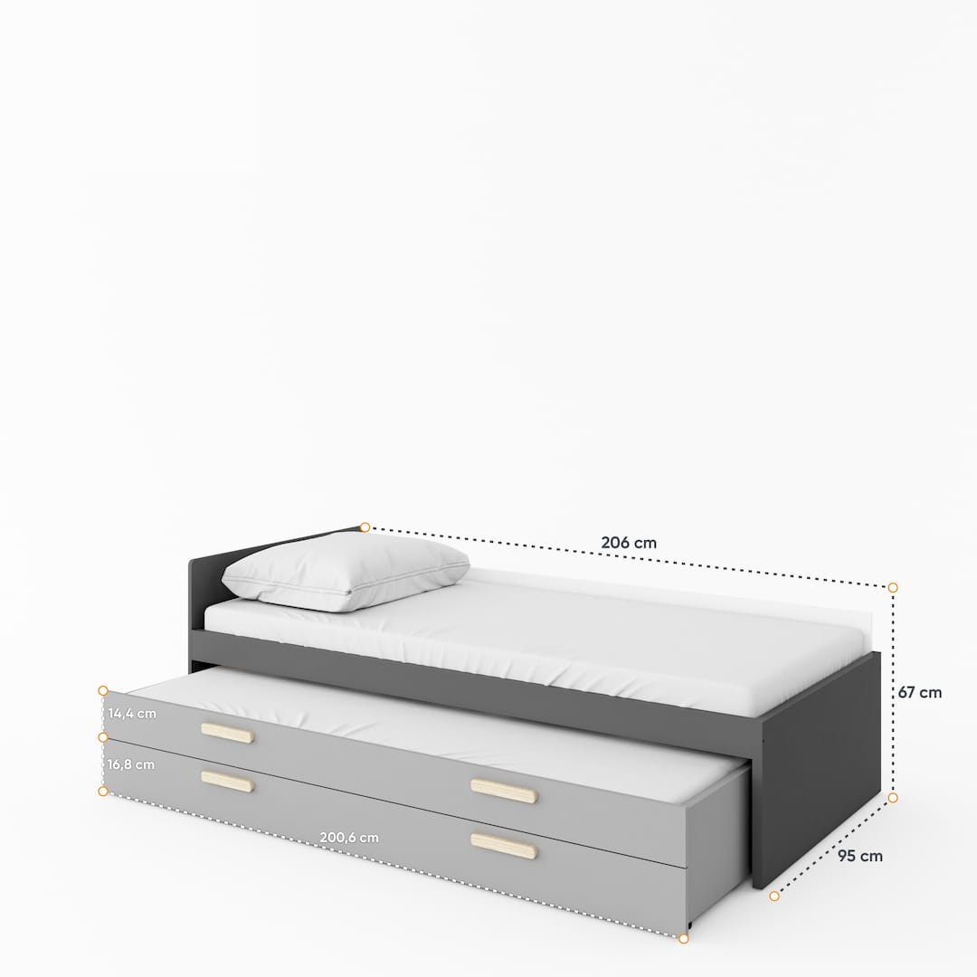 Pok PO-14 Bed with Trundle and Drawer