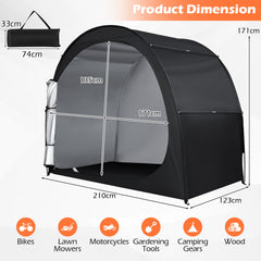 Portable Bicycle Shed with Waterproof PU Coated Oxford Fabric-Black