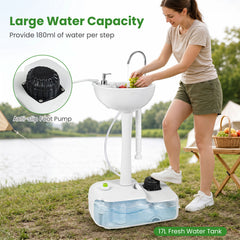 Portable Camping Sink with towel Holder and Rolling Wheels