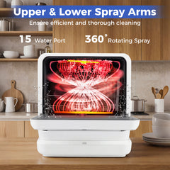 Portable Dishwasher with Preserve Function and 6 Programs