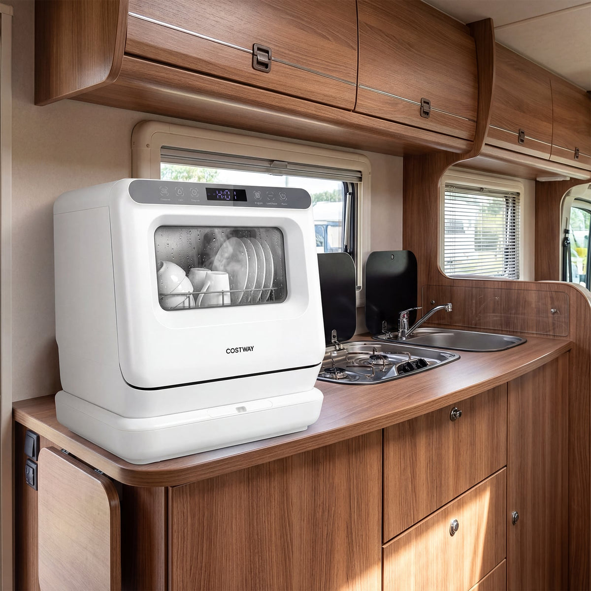Portable Dishwasher with Preserve Function and 6 Programs