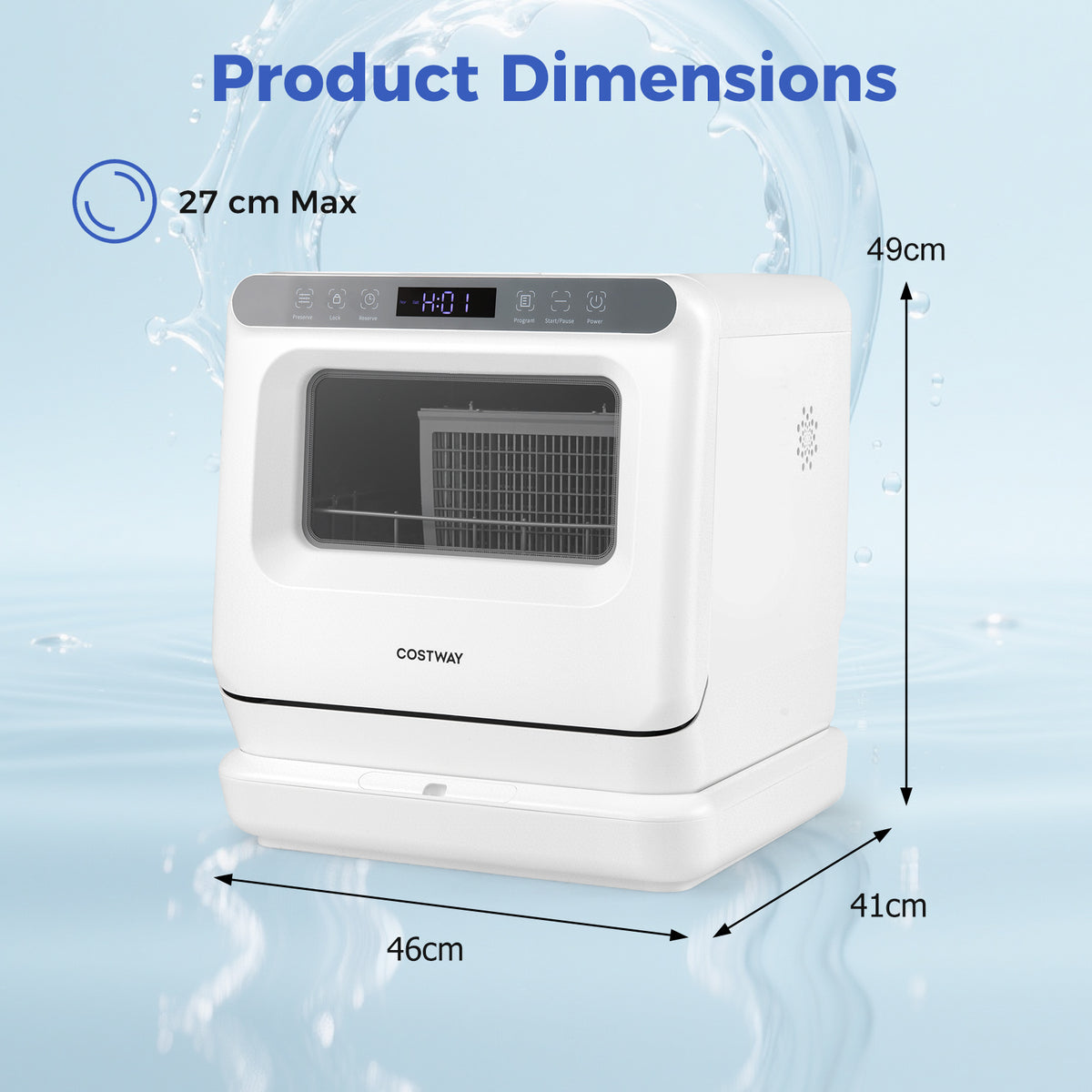 Portable Dishwasher with Preserve Function and 6 Programs