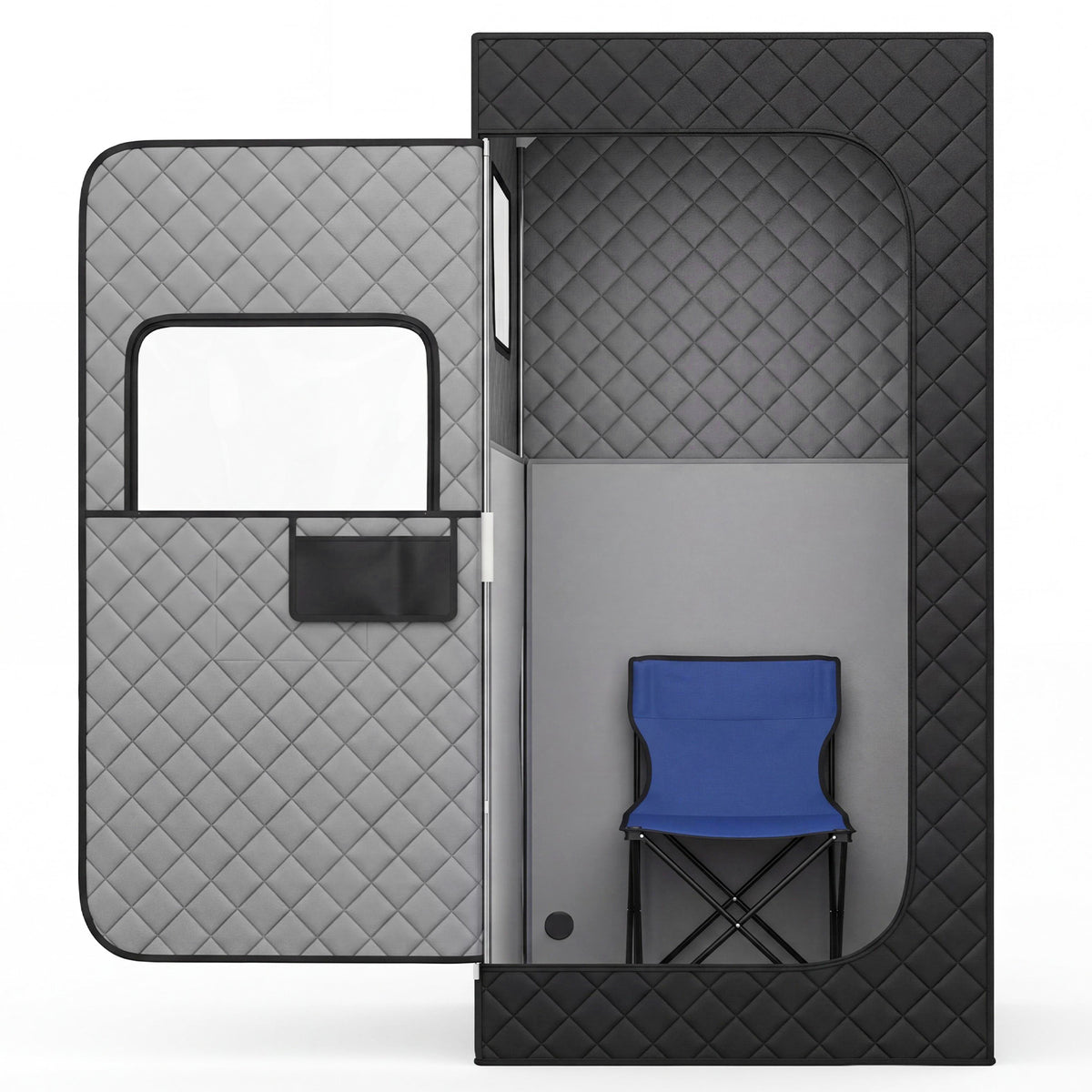 Portable Far Infrared Sauna Box for Home with Heated Foot Pad-Black
