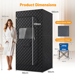 Portable Far Infrared Sauna Box for Home with Heated Foot Pad-Black