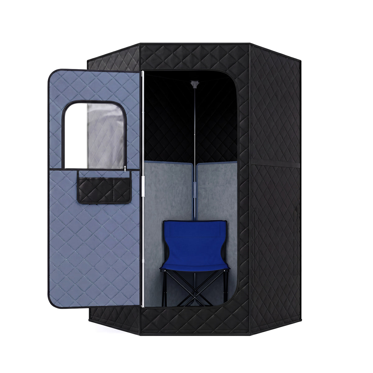 Portable Far Infrared Sauna Box with Heated Foot Pad and Remote Control-Black