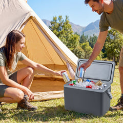 Portable Hard Cooler 12 L Injection Molded Insulated Ice Chest with Easy-Grip Handle-Grey