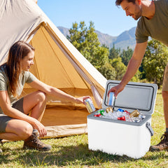Portable Hard Cooler 12 L Injection Molded Insulated Ice Chest with Easy-Grip Handle-White
