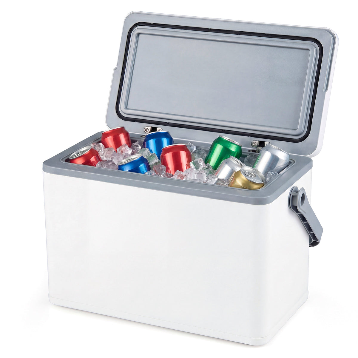 Portable Hard Cooler 12 L Injection Molded Insulated Ice Chest with Easy-Grip Handle-White
