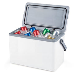 Portable Hard Cooler 12 L Injection Molded Insulated Ice Chest with Easy-Grip Handle-White