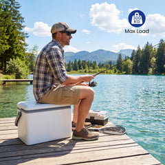 Portable Hard Cooler 12 L Injection Molded Insulated Ice Chest with Easy-Grip Handle-White