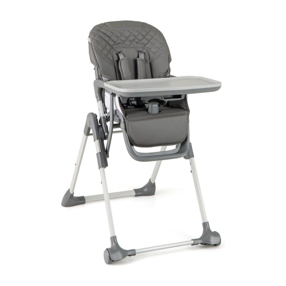 Portable Adjustable Highchair in grey with a detachable tray and footrest